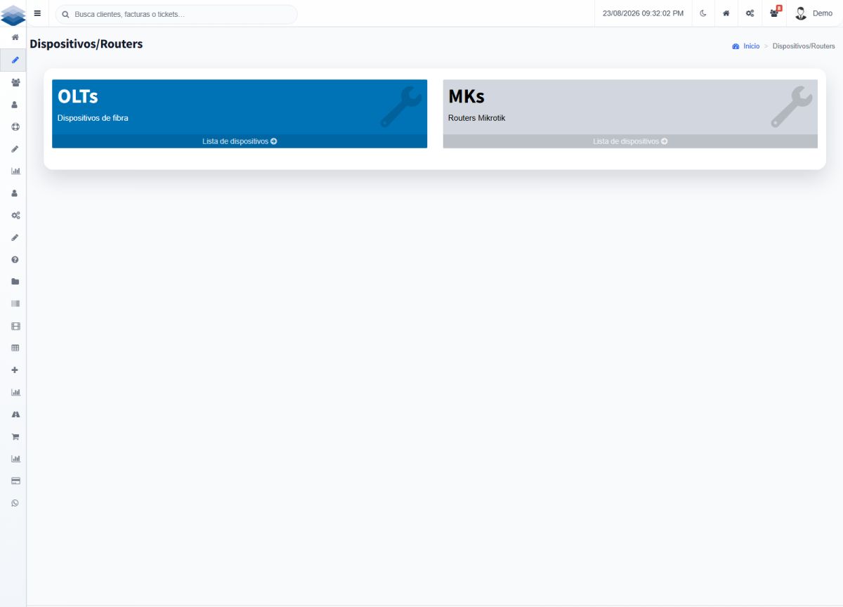Device inventory: fiber OLTs and Mikrotik routers