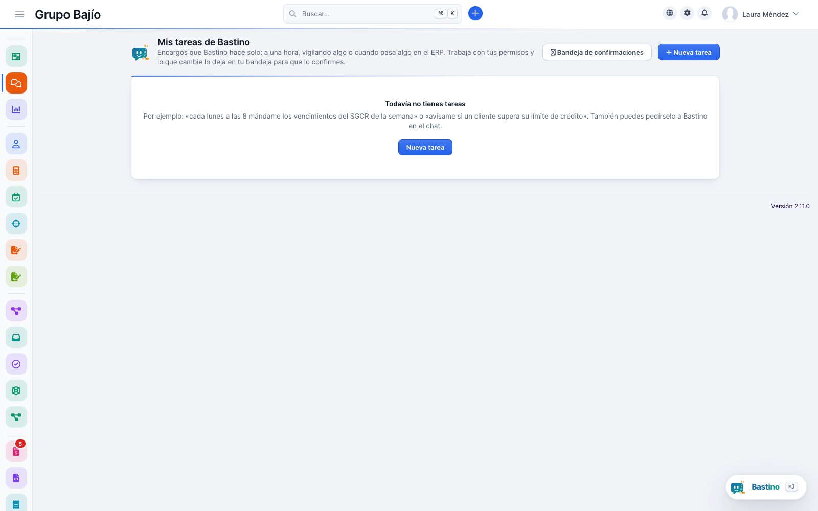 Tareas de Bastino: trabajos programados y por evento con su último resultado