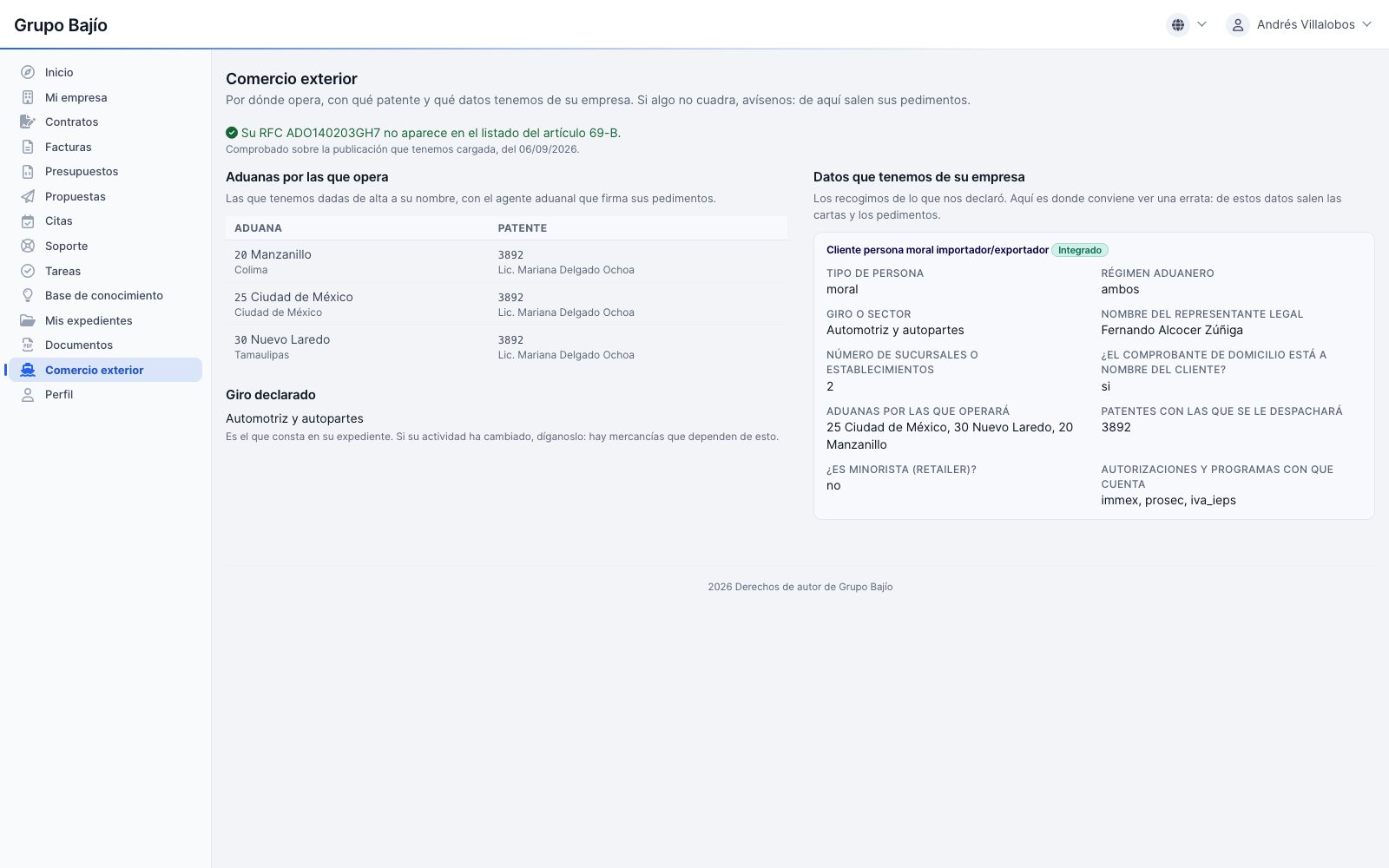 Portal del cliente: sus datos de comercio exterior en consulta